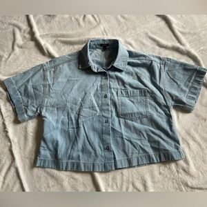 Express denim cropped shirt
